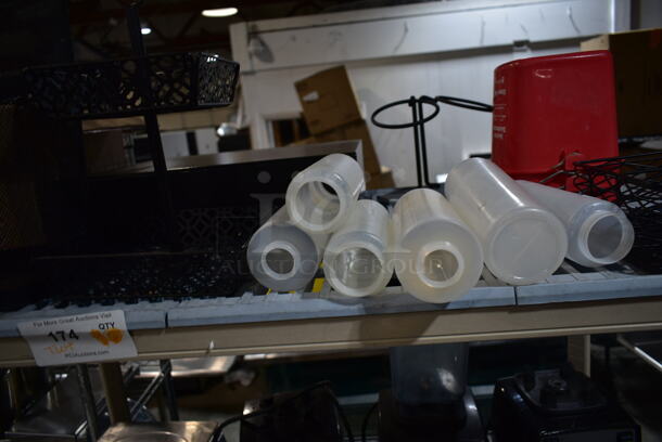 ALL ONE MONEY! Tier Lot of Various Items Including Cash Drawer, Red Poly Buckets, Oven Mitts and Black Wire Trash Can - Image 4 of 8