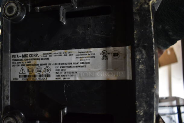 2019 Vita-Mix VM0145 Metal Countertop Blender Base w/ Clear Hinge Cover. 120 Volts, 1 Phase. Tested and Working! - Image 3 of 3