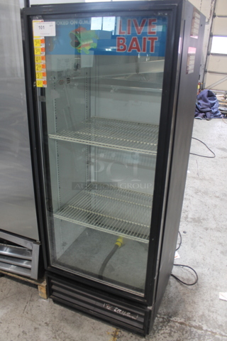 True GDM-12 Metal Commercial Single Door Reach In Cooler Merchandiser w/ Poly Coated Racks. 115 Volts, 1 Phase. Tested and Working!
