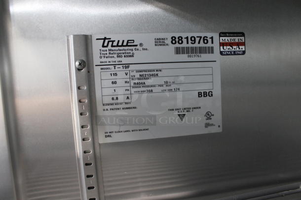 2016 True T-19F Stainless Steel Commercial Single Door Reach In Freezer w/ Poly Coated Racks. 115 Volts, 1 Phase. Tested and Powers On - Image 4 of 4