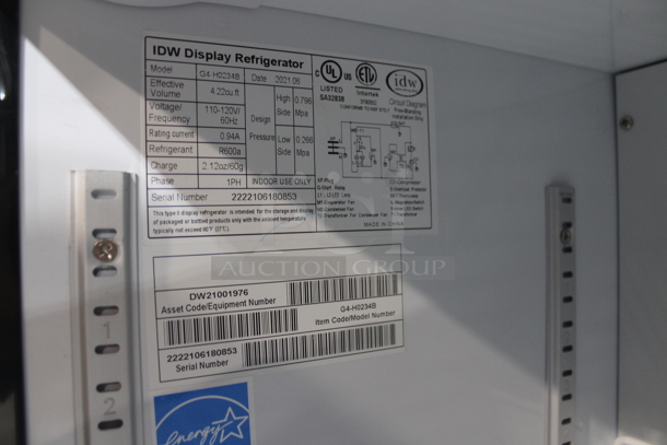 2021 IDW G4-H0234B Metal Commercial 2 Door Reach In Cooler Merchandiser w/ Poly Coated Racks. 115 Volts, 1 Phase. Tested and Working! - Image 7 of 7