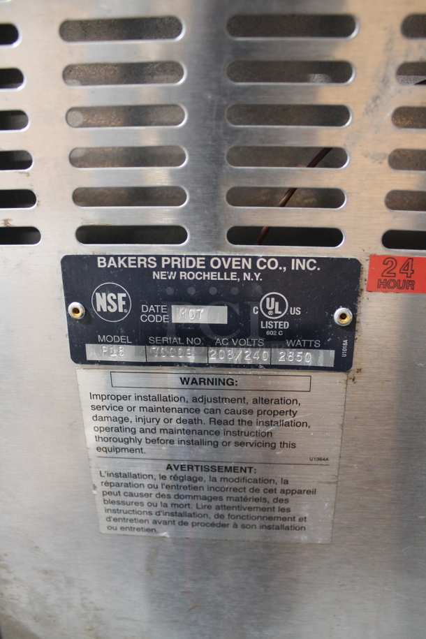 Bakers Pride P18 Stainless Steel Commercial Countertop Electric Powered Pizza Oven w/ Cooking Stones. 208/240 Volts.  - Image 6 of 6