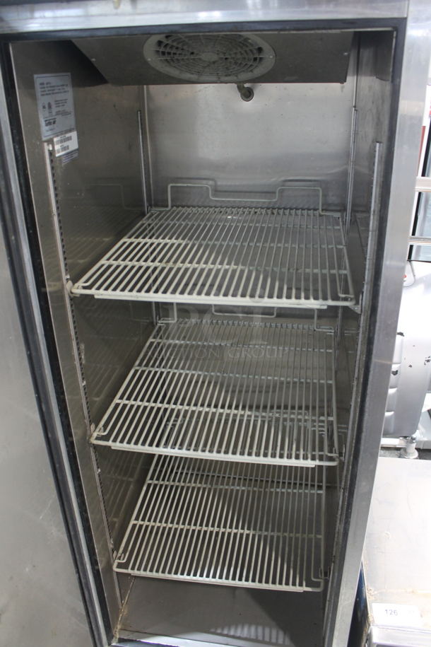 Turbo Air M3F19-1 Stainless Steel Commercial Reach In Single Door Freezer w/ Poly Coated Racks on Commercial Casters. 115 Volts, 1 Phase. Tested and Working! - Image 4 of 5