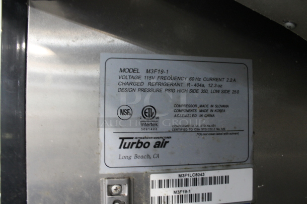 Turbo Air M3F19-1 Stainless Steel Commercial Reach In Single Door Freezer w/ Poly Coated Racks on Commercial Casters. 115 Volts, 1 Phase. Tested and Working! - Image 5 of 5