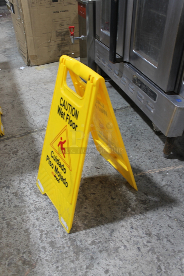 2 Yellow Poly Wet Floor Caution Sign. 2 Times Your Bid! - Image 2 of 2