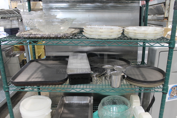 ALL ONE MONEY! Lot of Various Items Including Stainless Steel Drop In Bins, Serving Trays and Utensils. Does Not Include Shelving Unit.  - Image 3 of 10