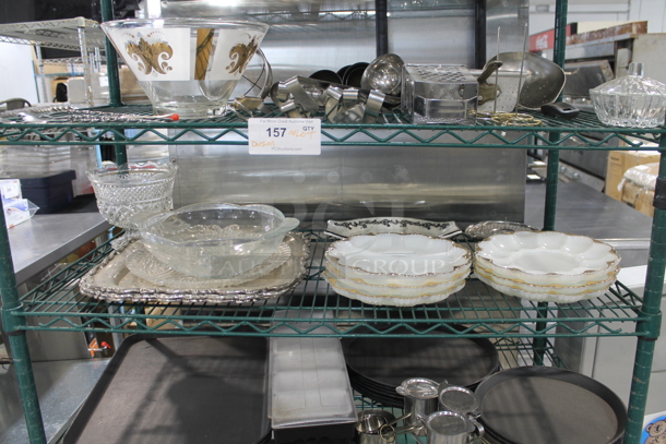 ALL ONE MONEY! Lot of Various Items Including Stainless Steel Drop In Bins, Serving Trays and Utensils. Does Not Include Shelving Unit.  - Image 4 of 10