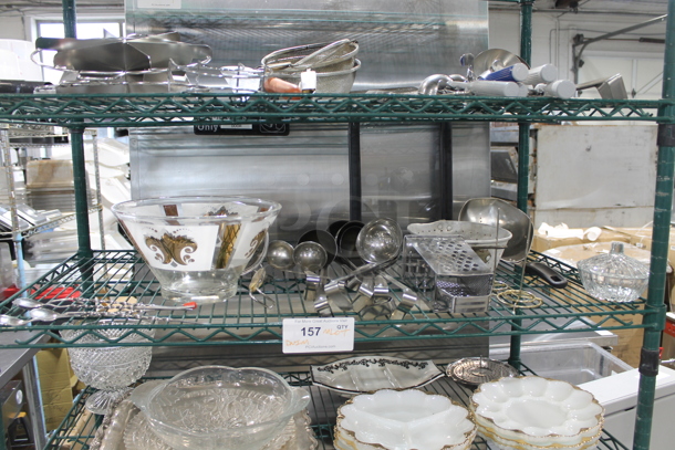 ALL ONE MONEY! Lot of Various Items Including Stainless Steel Drop In Bins, Serving Trays and Utensils. Does Not Include Shelving Unit.  - Image 5 of 10