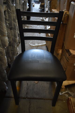 18 BRAND NEW SCRATCH AND DENT! Lancaster Table & Seating 164CMTLADFR Black Metal Dining Height Chairs. Comes w/ 14 Cushions. 18 Times Your Bid! 