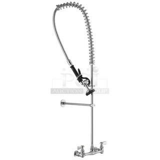 BRAND NEW SCRATCH AND DENT! Assure 190FPRW8LF 1.15 GPM Chrome-Plated Wall-Mount Pre-Rinse Faucet with 8" Centers