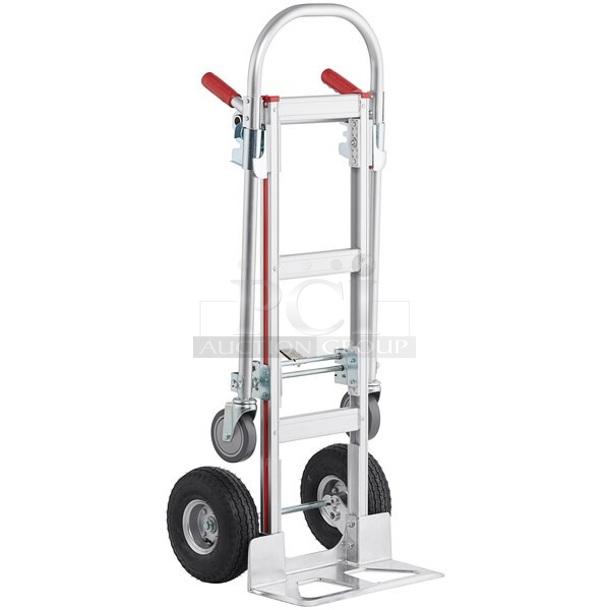 BRAND NEW SCRATCH AND DENT! Lavex 257HS1009 750 lb. 2-in-1 Convertible Hand Truck with Pneumatic Wheels - Image 1 of 5