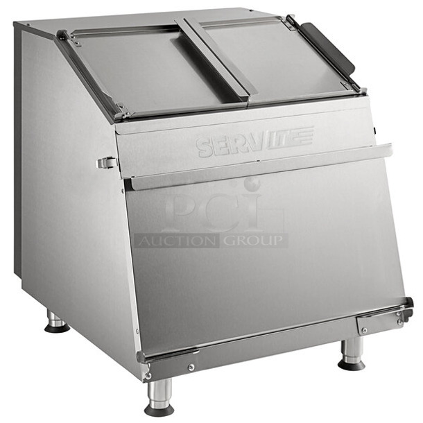 BRAND NEW SCRATCH AND DENT! 2023 ServIt 423TCW26 Stainless Steel Commercial 26 Gallon First-In First-Out Chip Warmer / Merchandiser. 120 Volts, 1 Phase. One Leg Needs Reattached. Tested and Working! - Image 1 of 7