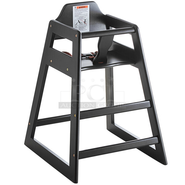 BRAND NEW SCRATCH AND DENT! Lancaster Table & Seating 164HIGHCKDBK Unassembled Standard Height Wooden High Chair with Black Finish - Image 1 of 2