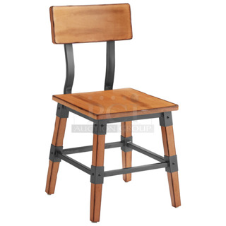 BRAND NEW SCRATCH AND DENT! Lancaster Table & Seating 164CINDNATAN Wooden Dining Height Industrial Chair with Antique Natural Finish