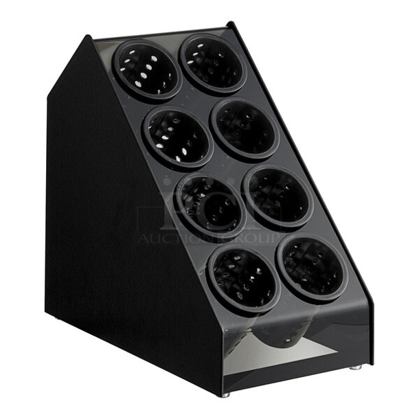 BRAND NEW SCRATCH AND DENT! Vollrath CTFWH-8B 922CTFWH8B Black Countertop 8-Cylinder Flatware Organizer with Black Perforated Cylinders - Image 1 of 5