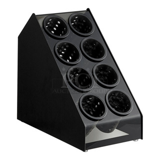 BRAND NEW SCRATCH AND DENT! Vollrath CTFWH-8B 922CTFWH8B Black Countertop 8-Cylinder Flatware Organizer with Black Perforated Cylinders