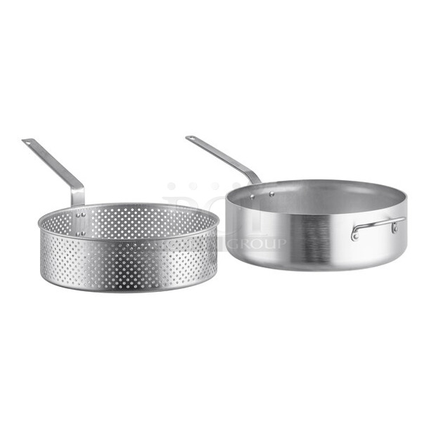 BRAND NEW SCRATCH AND DENT! Vollrath 681112 Wear-Ever 12 Qt. Heavy-Duty Aluminum Fry Pot with Basket and Plated Handle.  - Image 1 of 4