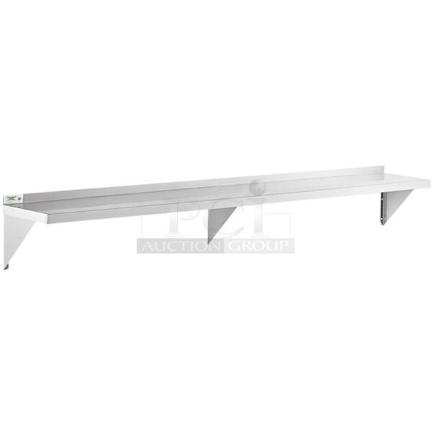 BRAND NEW SCRATCH AND DENT! Regency 600WS1296 18 Gauge Stainless Steel 12" x 96" Solid Wall Shelf - Image 1 of 3