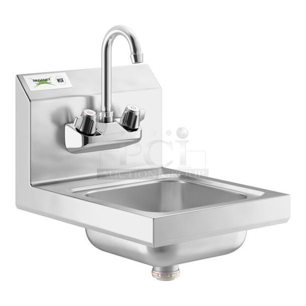 BRAND NEW SCRATCH AND DENT! Regency 600HS12  12" x 16" Wall Mounted Hand Sink. No Faucet.  - Image 1 of 5