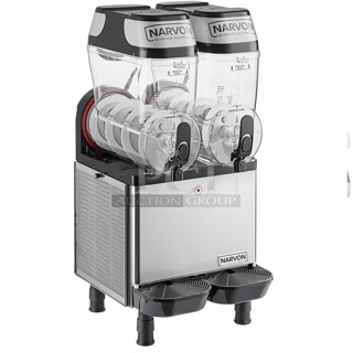 BRAND NEW SCRATCH AND DENT! Narvon NSSM2 Stainless Steel Double 3 Gallon Pourover Granita / Slushy / Frozen Beverage Dispenser. 115 Volts, 1 Phase. Tested and Working!