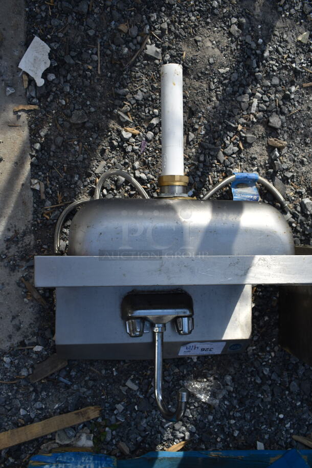 Stainless Steel Commercial Single Bay Wall Mount Sink w/ Faucet and Handles.  - Image 2 of 4