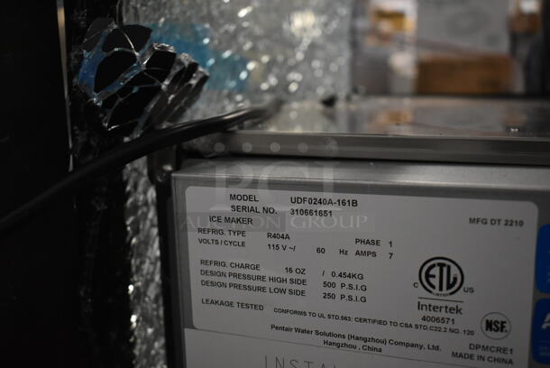 BRAND NEW SCRATCH AND DENT! 2022 Manitowoc UDF0240A-161B Stainless Steel Commercial Undercounter Self Contained Dice Cube Ice Machine. 115 Volts, 1 Phase.  - Image 7 of 7