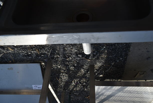 Stainless Steel Commercial Single Bay Wall Mount Sink w/ Faucet and Handles.  - Image 3 of 4
