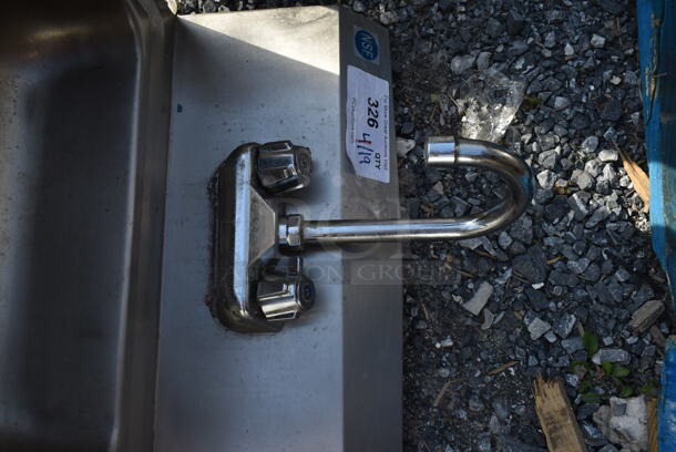 Stainless Steel Commercial Single Bay Wall Mount Sink w/ Faucet and Handles.  - Image 4 of 4