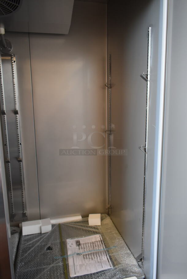 BRAND NEW SCRATCH AND DENT! 2023 KoolMore RIR-2D-SS Stainless Steel Commercial 2 Door Reach In Cooler w/ Poly Coated Racks. 115 Volts, 1 Phase. Tested and Working! - Image 5 of 7