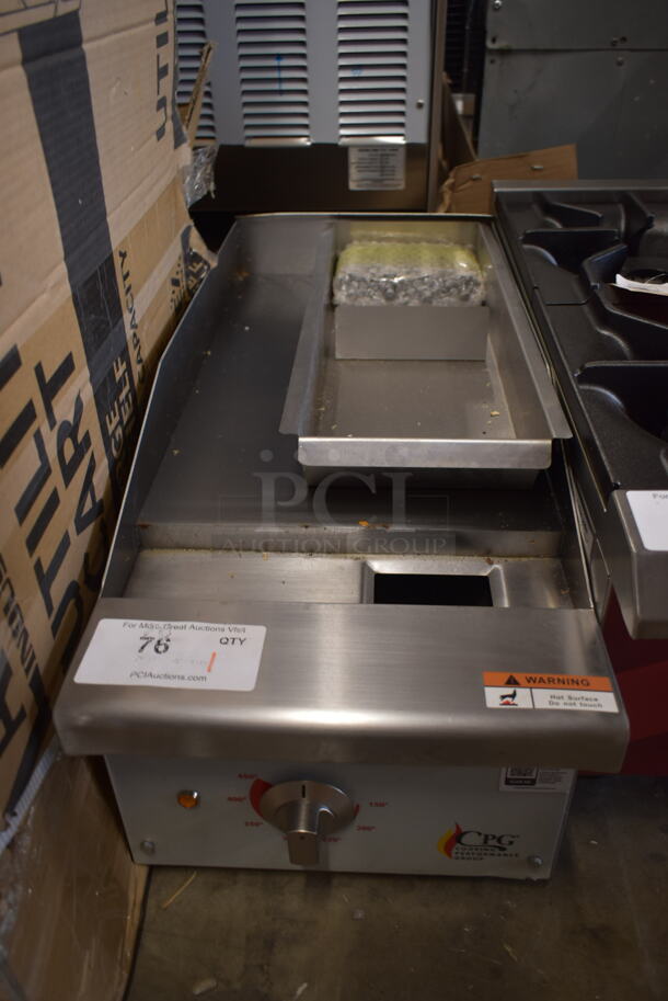 BRAND NEW SCRATCH AND DENT! Cooking Performance Group CPG 351GCPG12M Stainless Steel Commercial Countertop Electric Powered Flat Top Griddle. 208/240 Volts, 1 Phase.  - Image 2 of 6