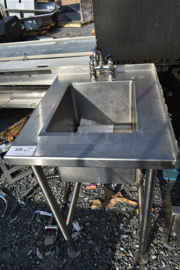 Stainless Steel Commercial Single Bay Sink w/ Faucet and Handles.  - Image 1 of 4