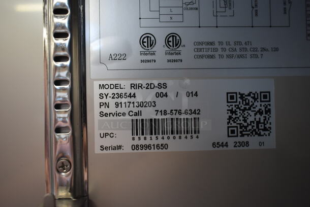BRAND NEW SCRATCH AND DENT! 2023 KoolMore RIR-2D-SS Stainless Steel Commercial 2 Door Reach In Cooler w/ Poly Coated Racks. 115 Volts, 1 Phase. Tested and Working! - Image 7 of 7