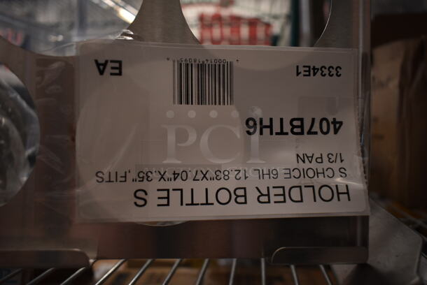 ALL ONE MONEY! Tier Lot of Various Items Including 177PD3G5 Avantco 177PD3G5 3 Gallon Bowl for D3G Series Refrigerated Beverage Dispensers, 5 Vollrath 6414215 Jacob's Pride 14" Heavy-Duty Perforated Basting Spoon with White Ergo Grip Handle, 407BTH6 Choice Six Hole Squeeze Bottle Holder for 1/3 Size Pans, Pampered Chef Electric Milk Frother, Cutting Boards, Fryclone Orange Bin.  - Image 7 of 11