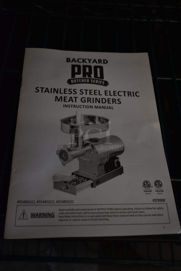 BRAND NEW SCRATCH AND DENT! Backyard Pro 554BSG22 Stainless Steel Butcher Series #22 Electric Meat Grinder. 120 Volts, 1 Phase. Tested and Working! - Image 8 of 9