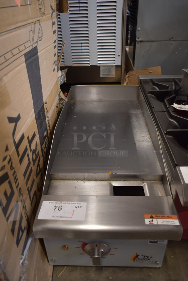 BRAND NEW SCRATCH AND DENT! Cooking Performance Group CPG 351GCPG12M Stainless Steel Commercial Countertop Electric Powered Flat Top Griddle. 208/240 Volts, 1 Phase.  - Image 4 of 6