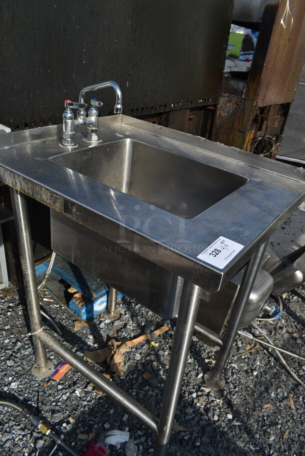 Stainless Steel Commercial Single Bay Sink w/ Faucet and Handles.  - Image 3 of 4