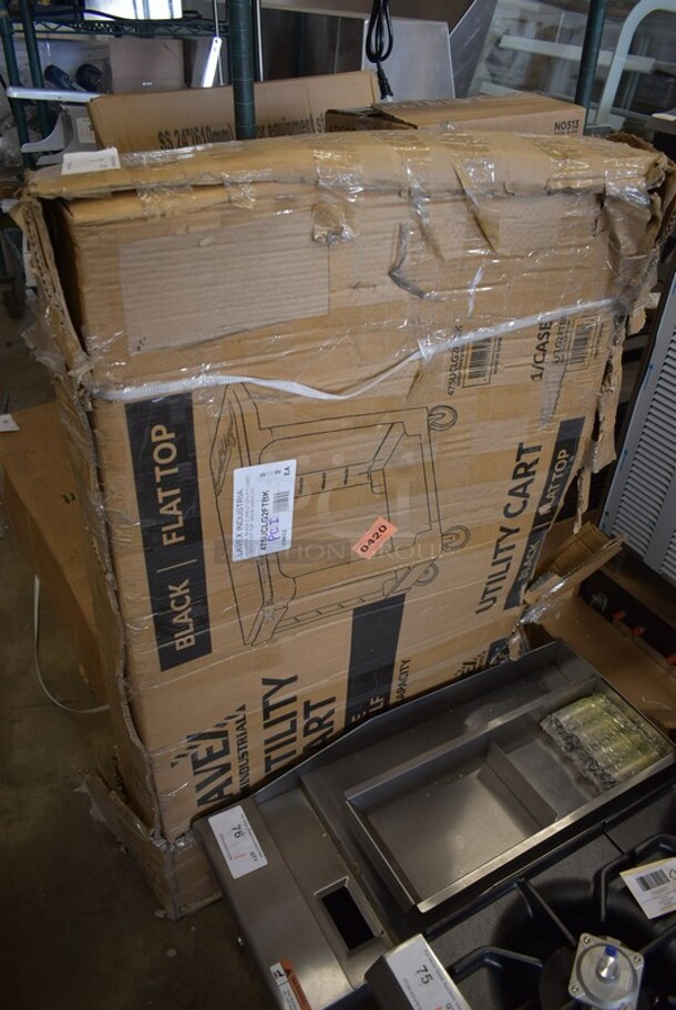 BRAND NEW SCRATCH AND DENT! Lavex 475UCLG2FTBK Large Black 2-Shelf Utility Cart with Flat Top and Built-In Tool Compartment - 44" x 25 1/4" x 32 1/4" - Image 2 of 3