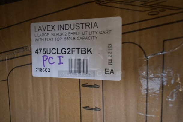 BRAND NEW SCRATCH AND DENT! Lavex 475UCLG2FTBK Large Black 2-Shelf Utility Cart with Flat Top and Built-In Tool Compartment - 44" x 25 1/4" x 32 1/4" - Image 3 of 3