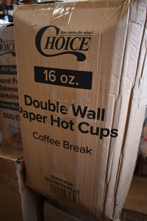 PALLET LOT of 22 BRAND NEW! Boxes Including 5 Box 130SERVSP8BK Choice 8 1/2" Black Disposable Plastic Serving Spoon - 72/Case, 360DOMELID16 Clear Dome Lids, 3 Box 130HBKCUTFW Visions Individually Wrapped Black Heavy Weight Plastic Fork - 1000/Case, 2 Box 245CCGR9BL CAKE CIRCLE 9" CORR 100 GREASE RESISTANT, Choice Double Wall Paper Hot Cups, 164GS605BBKS Lancaster Table & Seating Black Vinyl Bar Stool Seat, 164CUSHWDVIN Lancaster Table & Seating Vintage Finish Wood Seat for Wood Frame Chairs and Bar Stools, 795PTOBK3 Choice 7 3/4" x 5 1/2" x 2 1/2" Black Microwavable Folded Paper #3 Take-Out Container - 200/Case, 612527HD Choice 7" Round Heavy Weight Foil Take-Out Pan - 500/Case. 22 Times Your Bid! - Image 8 of 9