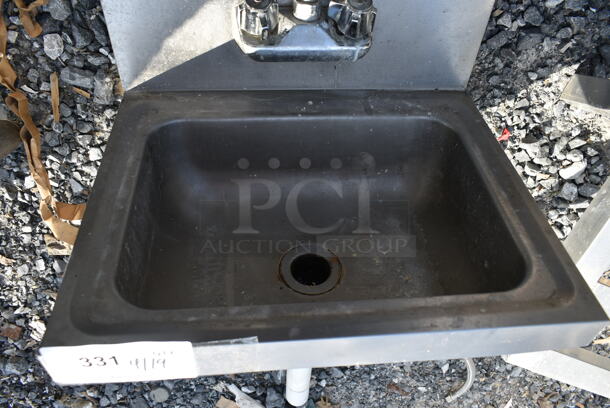 Stainless Steel Commercial Single Bay Wall Mount Sink w/ Faucet and Handles.  - Image 2 of 4