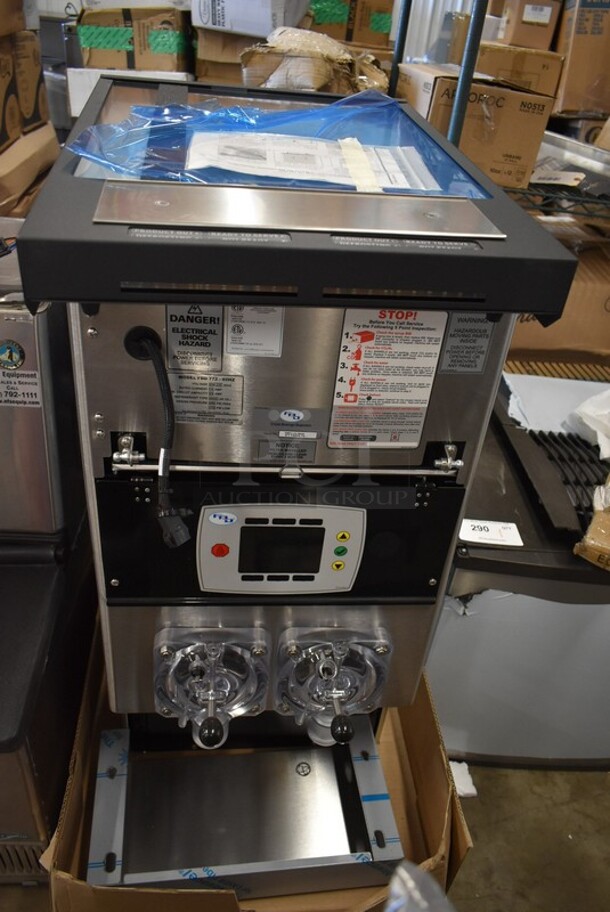 BRAND NEW SCRATCH AND DENT! FBD FBD 772 Stainless Steel Commercial Countertop 2 Flavor Frozen Beverage Machine. 208-230 Volts.  - Image 2 of 10