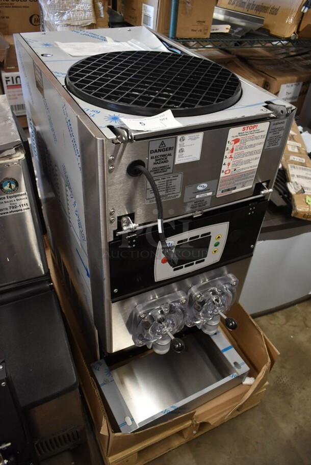 BRAND NEW SCRATCH AND DENT! FBD FBD 772 Stainless Steel Commercial Countertop 2 Flavor Frozen Beverage Machine. 208-230 Volts.  - Image 6 of 10