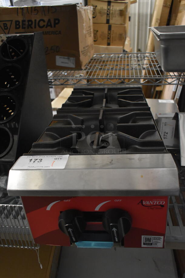 BRAND NEW SCRATCH AND DENT! 2023 Avantco 177CAGR212 Stainless Steel Commercial Countertop Natural Gas Powered 2 Burner Range.  - Image 2 of 7