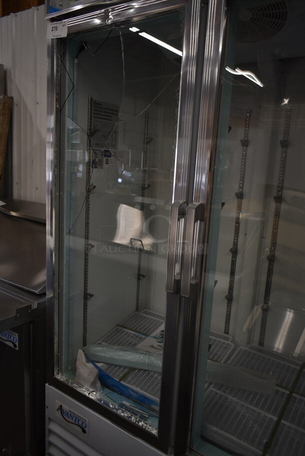 BRAND NEW SCRATCH AND DENT! 2023 Avantco 178GDC40HCW 48" White Swing Glass Door Merchandiser Refrigerator with LED Lighting. See Pictures For Damage. 115 Volts, 1 Phase. Tested and Working! - Image 4 of 8