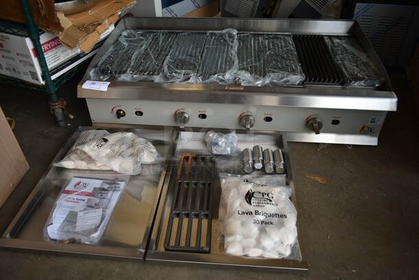 BRAND NEW SCRATCH AND DENT! 2023 Cooking Performance Group CPG 351CLCPG48NL Stainless Steel Commercial Countertop Gas Lava Briquette Charbroiler. 160,000 BTU - Image 2 of 11