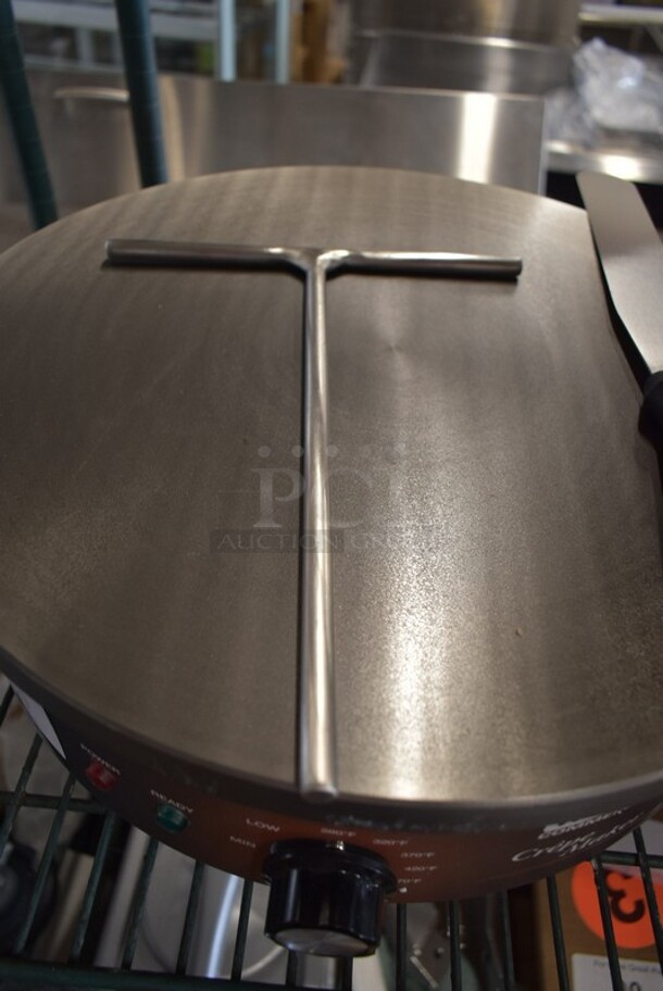 BRAND NEW SCRATCH AND DENT! Waring WSC165BX Stainless Steel Commercial 16" Round Crepe Maker w/ Crepe Spatula and Batter Spreader. 208/240 Volts, 1 Phase.  - Image 3 of 11