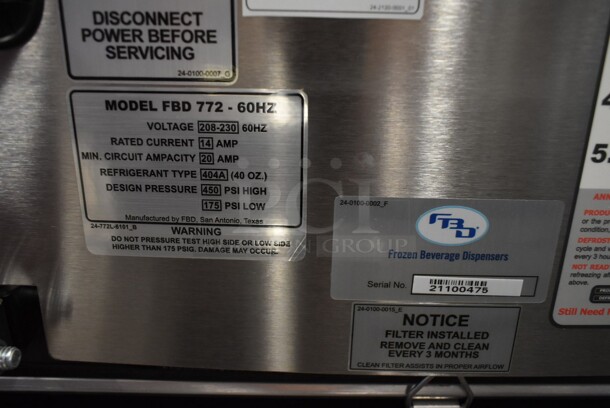 BRAND NEW SCRATCH AND DENT! FBD FBD 772 Stainless Steel Commercial Countertop 2 Flavor Frozen Beverage Machine. 208-230 Volts.  - Image 10 of 10