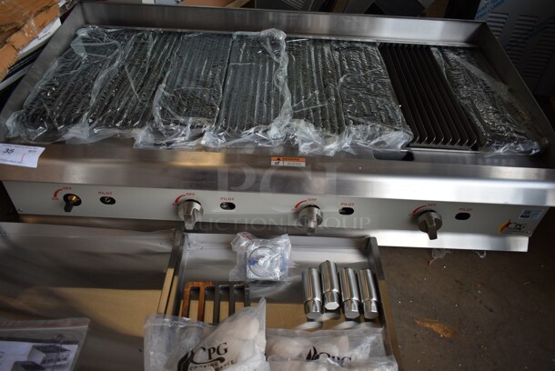 BRAND NEW SCRATCH AND DENT! 2023 Cooking Performance Group CPG 351CLCPG48NL Stainless Steel Commercial Countertop Gas Lava Briquette Charbroiler. 160,000 BTU - Image 7 of 11