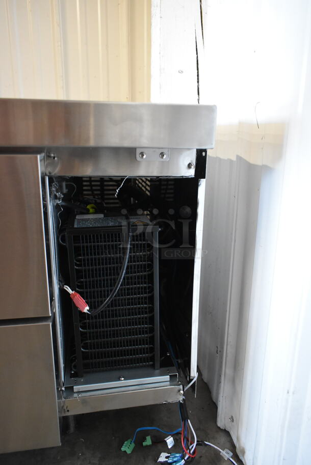 BRAND NEW SCRATCH AND DENT! 2023 Avantco 178CBE48HC Stainless Steel Commercial 2 Drawer Chef Base on Commercial Casters. Missing Right Panel. 115 Volts, 1 Phase. Tested and Does Not Power On - Image 5 of 7
