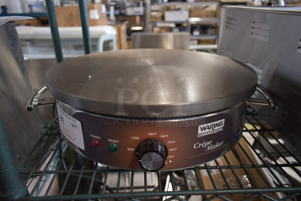 BRAND NEW SCRATCH AND DENT! Waring WSC165BX Stainless Steel Commercial 16" Round Crepe Maker w/ Crepe Spatula and Batter Spreader. 208/240 Volts, 1 Phase.  - Image 9 of 11